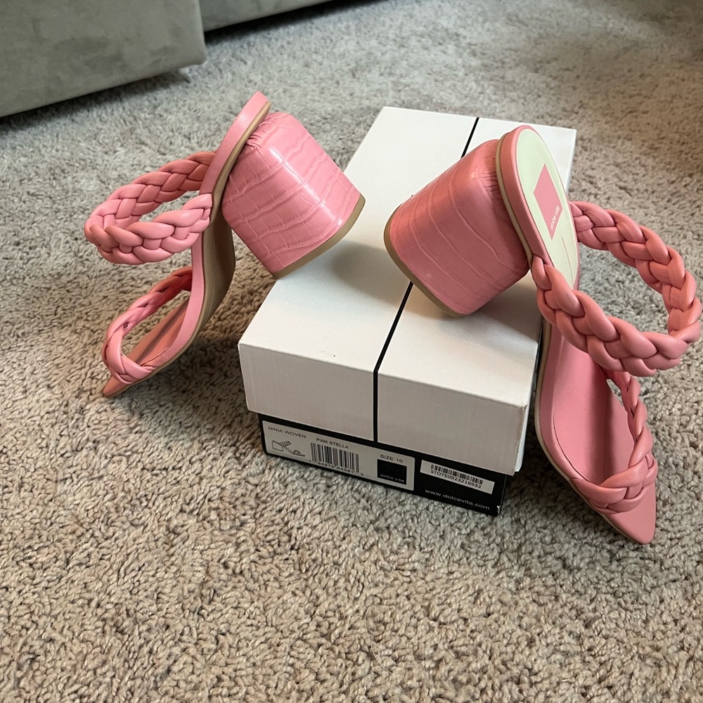 Dolce Vita Pink Braided Heels chunky heel